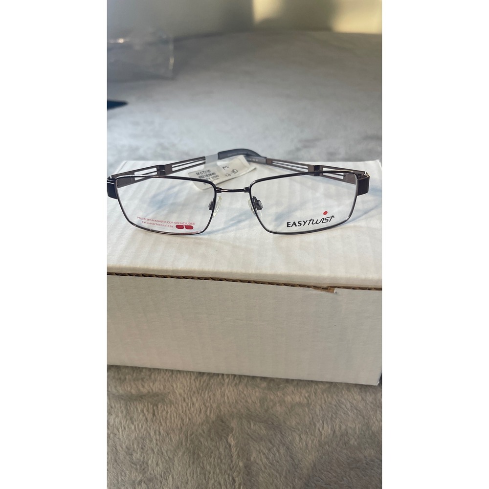 EasyTwist MCT210 Grey Metal Rectangular Eyeglasses Frames 51-16-135 NEW